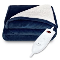Electric Heated Reversible Sherpa Blanket w/ 3 Heat Settings, Auto Shut Off. Appears New