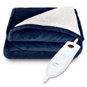 Electric Heated Reversible Sherpa Blanket w/ 3 Heat Levels, Auto Shut Off