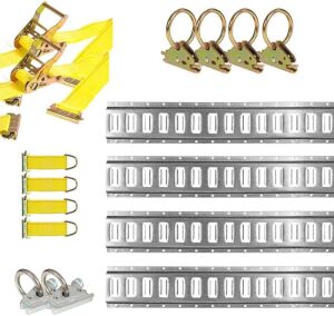 DC Cargo Mall E Track Tie-Down Kit - 16 Pieces: 5 ft Galvanized E-Track Rails & E Track Tie-Down Accessories