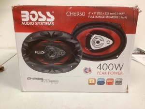 Boss 3 Way Full Range Speakers, 1 Pair, Untested, E-Commerce Return