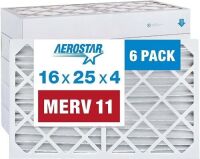 Aerostar 16x25x4 MERV 11 Pleated Air Filters, 6 Pack&nbsp;