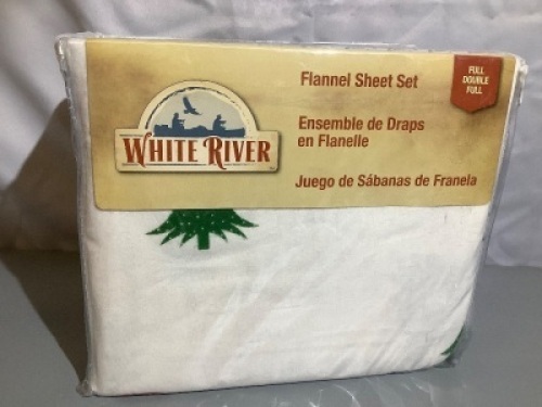 White River Flannel Sheet Set, Double Full, Appears New