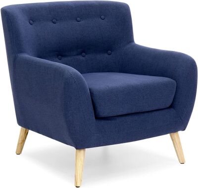 Linen Upholstered Modern Mid-Century Tufted Accent Chair 