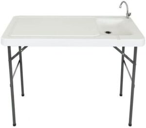 Portable Outdoor Fish and Game Cutting Cleaning Table w/Sink and Faucet