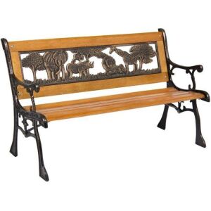 Kids Mini Sized Park Bench Decoration w/ Safari Animal Accents