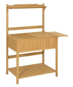 Outdoor Garden Wooden Recessed Storage Potting Bench Work Station 