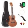 23in Acoustic Concert Sapele Ukulele Starter Kit w/ Gig Bag, Strap, Tuner. Appears New
