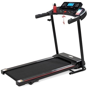 Folding Treadmill w/ Manual Incline, Bluetooth Speakers, LCD Screen, Shock-Absorbent Running Deck, Device Holder