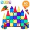60-Piece Kids Mini Magnetic Tiles Educational STEM Toy Set w/ Carrying Case. Appears New&nbsp;