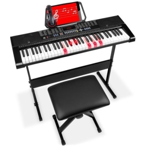 61-Key Beginners Electronic Keyboard Piano Set w/ Lighted Keys, 3 Modes. Appears New&nbsp;