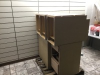 Pallet of Project Source Cabinets. Unfinished. Various Sizes/Applications. E-Commerce Return. Some Have Damage.