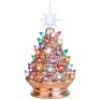 9.5in Pre-Lit Hand-Painted Ceramic Tabletop Christmas Tree