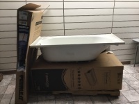 White Porcelain-Finished&nbsp;Steel Comfort Bathtub&nbsp;&&nbsp;Peerless&nbsp;White Acrylic Easy-Up Adhesive Bathtub Wall Set. E-Commerce.&nbsp;