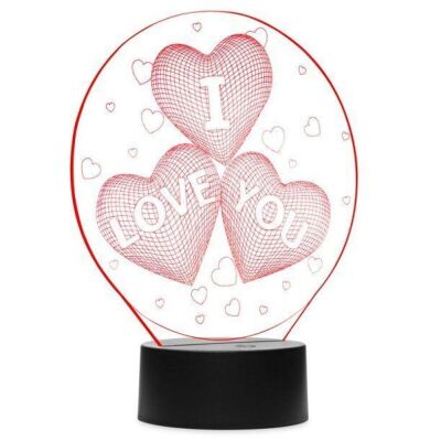 Lot of (5) 7-Color 3D I Love You LED Night Light Illusion Lamp w/ Touch Switch