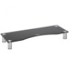 VonHaus Curved Glass Adjustable Height&nbsp;Monitor Stand/Screen Riser, for Computers/Monitors, & TV's. Size: 30"W x 11"D x 3"H. Color:&nbsp;Black. Appears New.