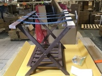 PJ Wood Foldable Luggage Rack with Shelf - Walnut. Missing Hardware. Appears New.&nbsp;