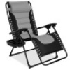Oversized Padded Zero Gravity Chair, Folding Recliner w/ Headrest, Side Tray. Appears New. Gray and Black