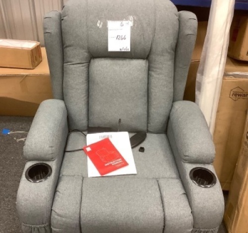 Linen Fabric Swivel Massage Recliner Chair w/ Remote Control, 5 Modes