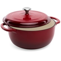 6qt Non-Stick Enamel Cast-Iron Dutch Oven Kitchen Cookware w/ Side Handles. Red. Appears New