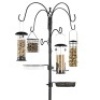 Bird Feeding Station, 6-Hook Steel Multi-Feeder Stand w/ 4 Feeders, 89in&nbsp;