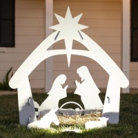 Christmas Nativity Scene Yard Decoration w/ Water Resistant PVC - 4ft&nbsp;