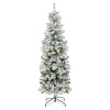 7.5' Pre-Lit Snow Flocked Artificial Pencil Christmas Tree 