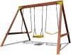 Sportspower Brighton Wood Swing Set with 3 Swings, Natural/Yellow  