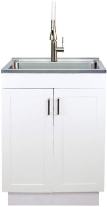 Transolid TC-2420-WC 24-in. All-in-One Laundry/Utility Sink Kit, White/Stainless Steel  