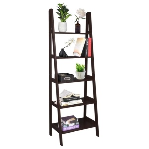 Brown 5-Tier Ladder Bookshelf Learning Wall Display Shelf  