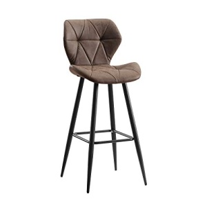 Faux Leather Bucket Back Bar Stool with Metal Frame 