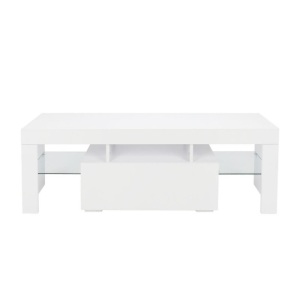 Modern High Gloss Media Console Cabinet Entertainment Center with LED Shelf and Drawers