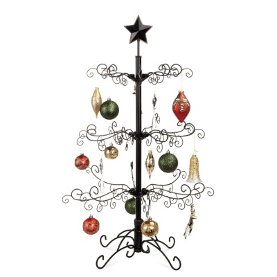 Wrought Iron Christmas Tree Ornament Display w/ Easy Assembly, Stand - 3ft 