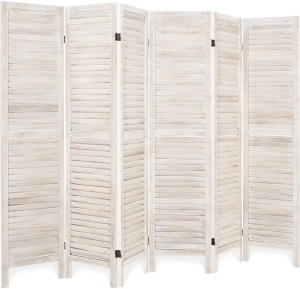 5.6ft Tall 6-Panel Blind Style Wood Freestanding Privacy Screen