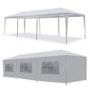 10'x 30' White Gazebo Wedding Party Tent Canopy With 6 Windows & 2 Sidewalls