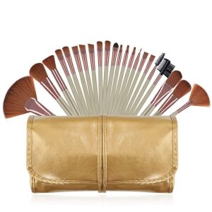 Case of (56) Gold Makeup Brush Sets with Storage Pouch