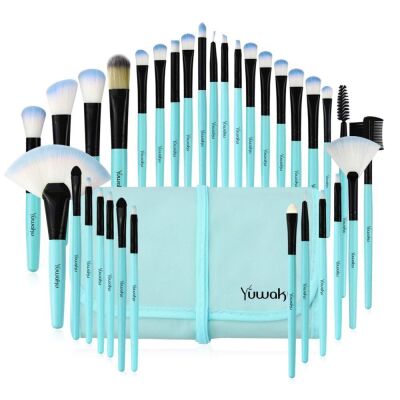 Case of (56) Blue 32pc Premium Makeup Brush Sets with Travel Bag