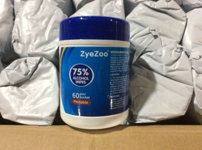 Lot of (480) Individually Wrapped ZyeZoo 75% Alcohol Wipes, 60 Wipes