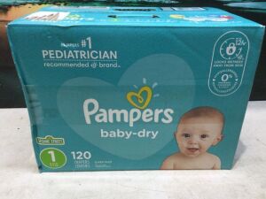 Pampers Baby Dry Diapers, Size 1, 120 Ct