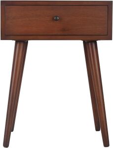 Décor Therapy Mid Century One Drawer Side Table Wood Light Walnut