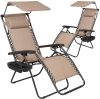 Set of 2 Zero Gravity Patio Recliner Lounge Chairs