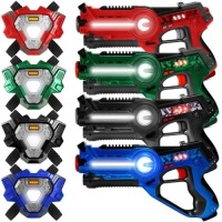 Set of 4 Infrared Laser Tag Blasters and Vests for Kids & Adults. Appears New&nbsp;