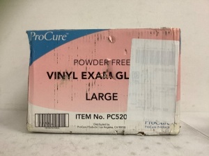 Box of 10 Boxes of Powder Free Vinyl Exam Gloves, L, Appears new