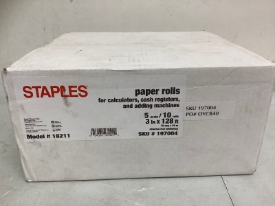 Box of Staples Paper Rolls, Appears New