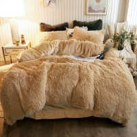 XeGe Plush Shaggy Duvet Cover Set Luxury Ultra Soft Crystal Velvet Bedding Set&nbsp;(1 Faux Fur Duvet Cover + 2 Faux Fur Pillowcase). Color: Camel. Appears New