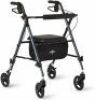 Medline Freedom Mobility Lightweight Folding Aluminum Rollator Walker with 6-inch Wheels, Adjustable Seat and Arms