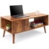 Wooden Mid-Century Modern Coffee Accent Table w/ Open Storage Shelf