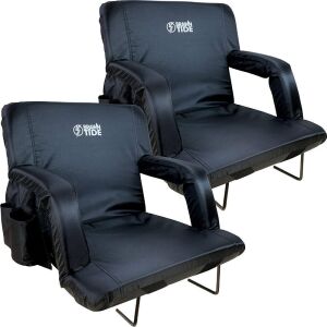 Lot of (2) BRAWNTIDE Stadium Seat with Back Support, 2 Steel Bleacher Hooks, Pockets, Reclining Back