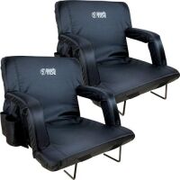 Lot of (2) BRAWNTIDE Stadium Seat with Back Support,&nbsp;2 Steel Bleacher Hooks, Pockets, Reclining Back