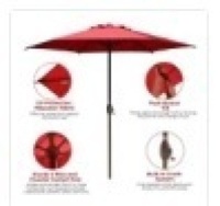 9 ft. Market Outdoor Patio Umbrella with Push Button Tilt and Crank in Red. Appears New