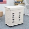 Two Grid OxFord Cloth Laundry Basket. Waterproof Storage Bag/Foldable Hamper.&nbsp;White. Appears New.&nbsp;&nbsp;